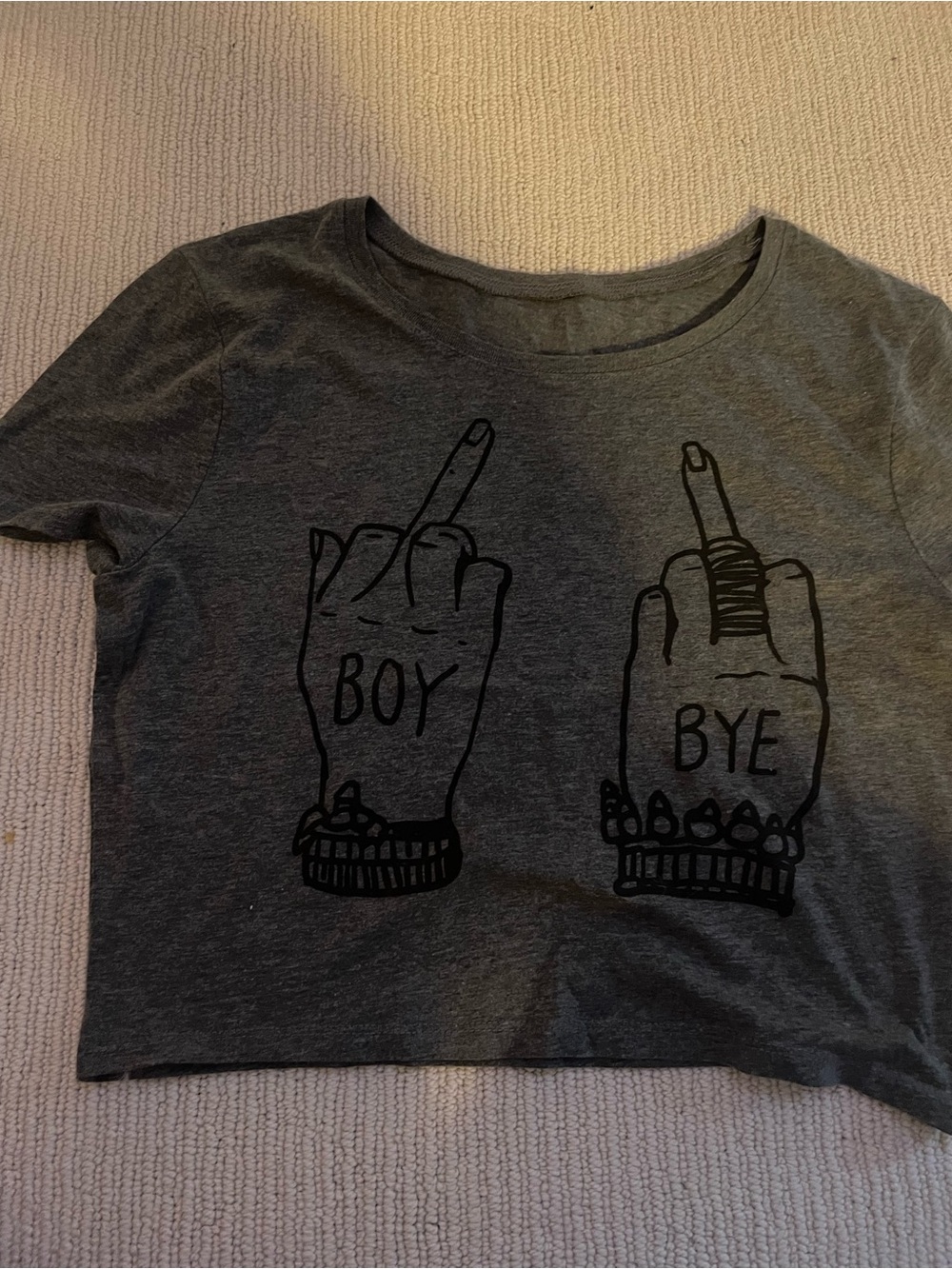 Beyonce Concert Tee Gray 'Boy Bye' Graphic Crop Top c43